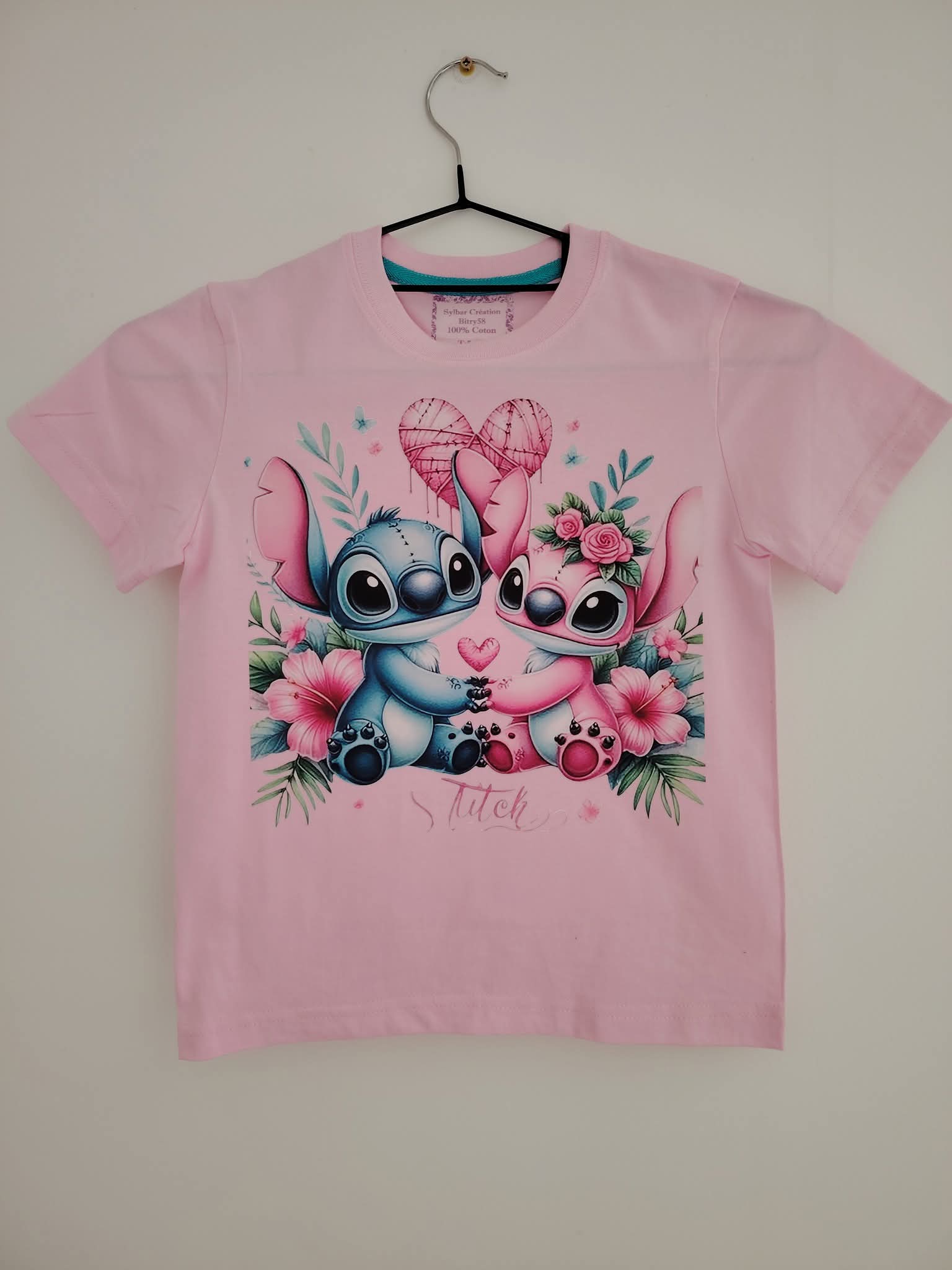 T-Shirt manches courtes Stitch et Angélique